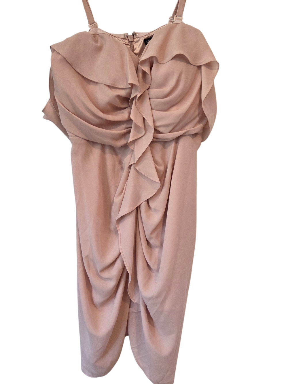 City Chic Blush Pink Ruffle Cocktail Dress Coquette Fairycore Romantic Draped 16